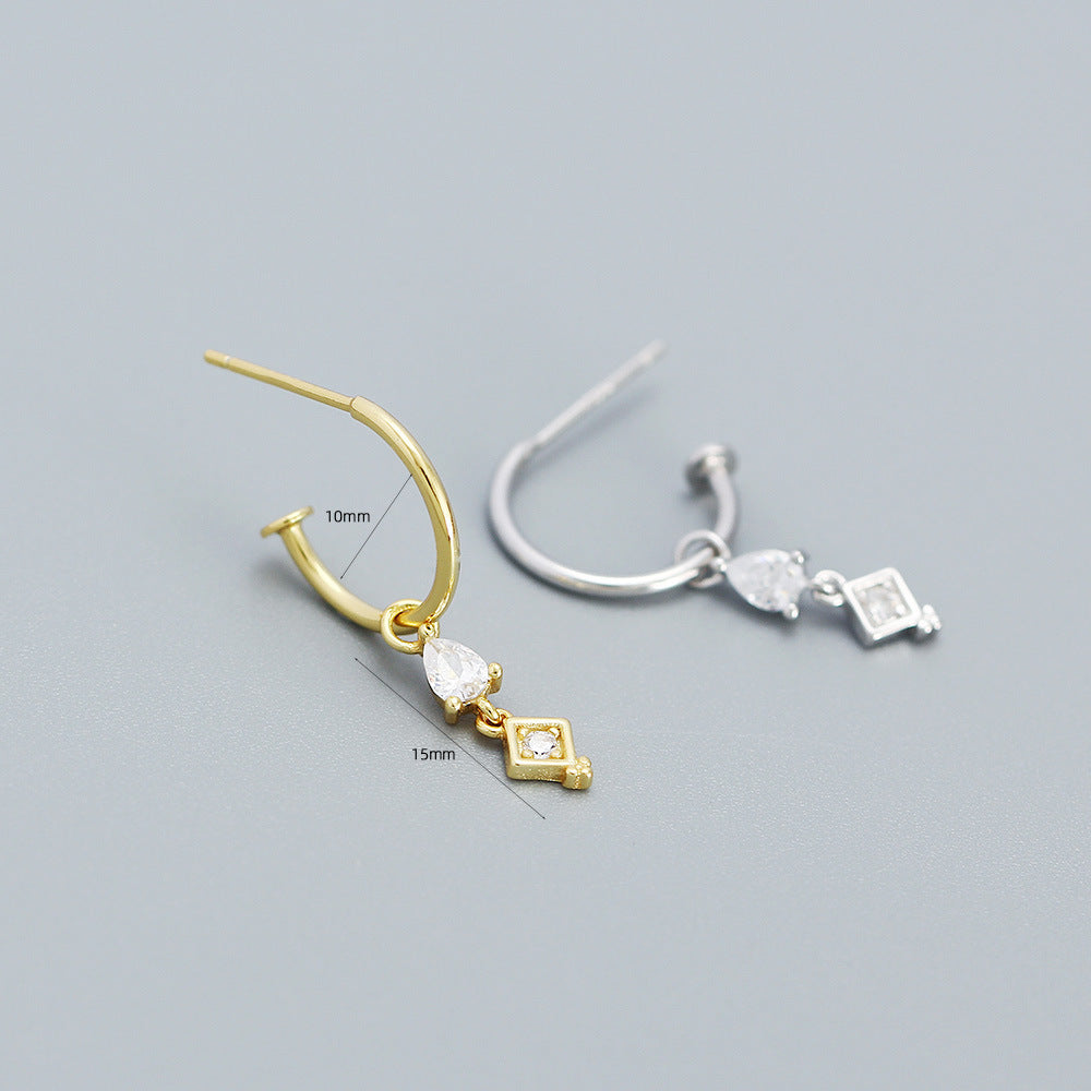 925 Sterling Silver Geometric Tassel Cubic Zirconia Drop Earrings for Women