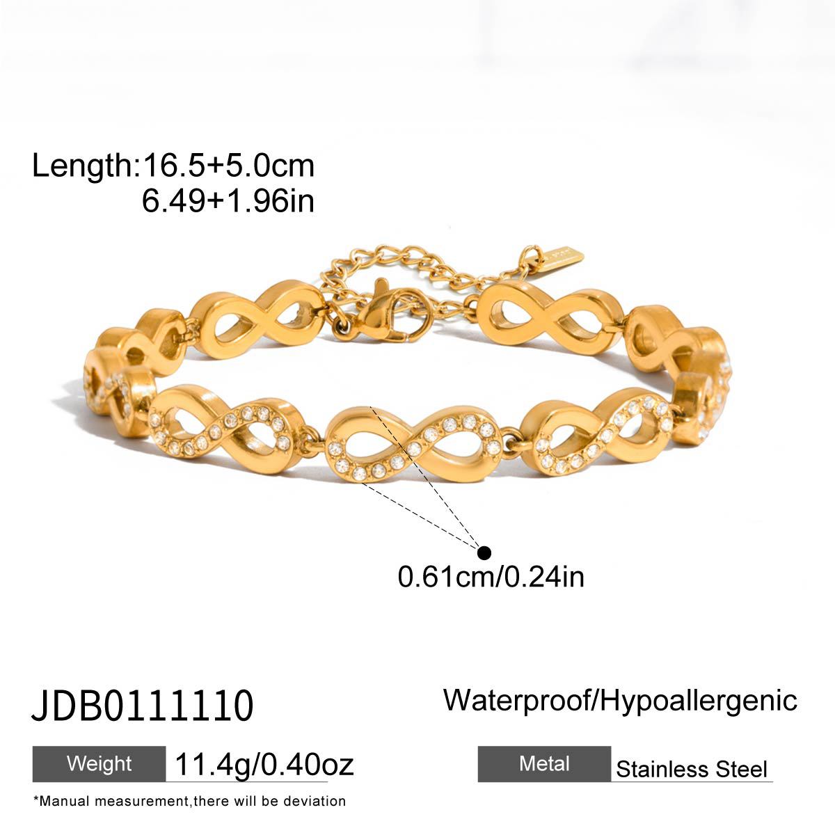 Elegant Geometric Heart Stainless Steel Plated Cubic Zirconia Bracelet for Women