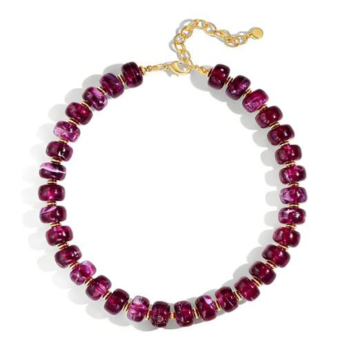 Vintage Bohemian Heart Resin Acrylic Pendant Necklace for Women