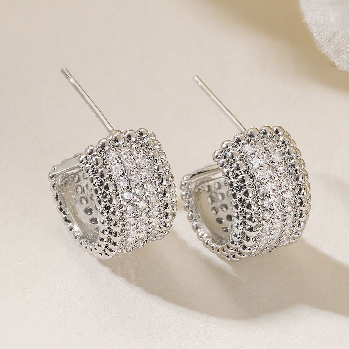 Minimalist Elegant Geometric Brass Gold Plated Cubic Zirconia Earrings for Women