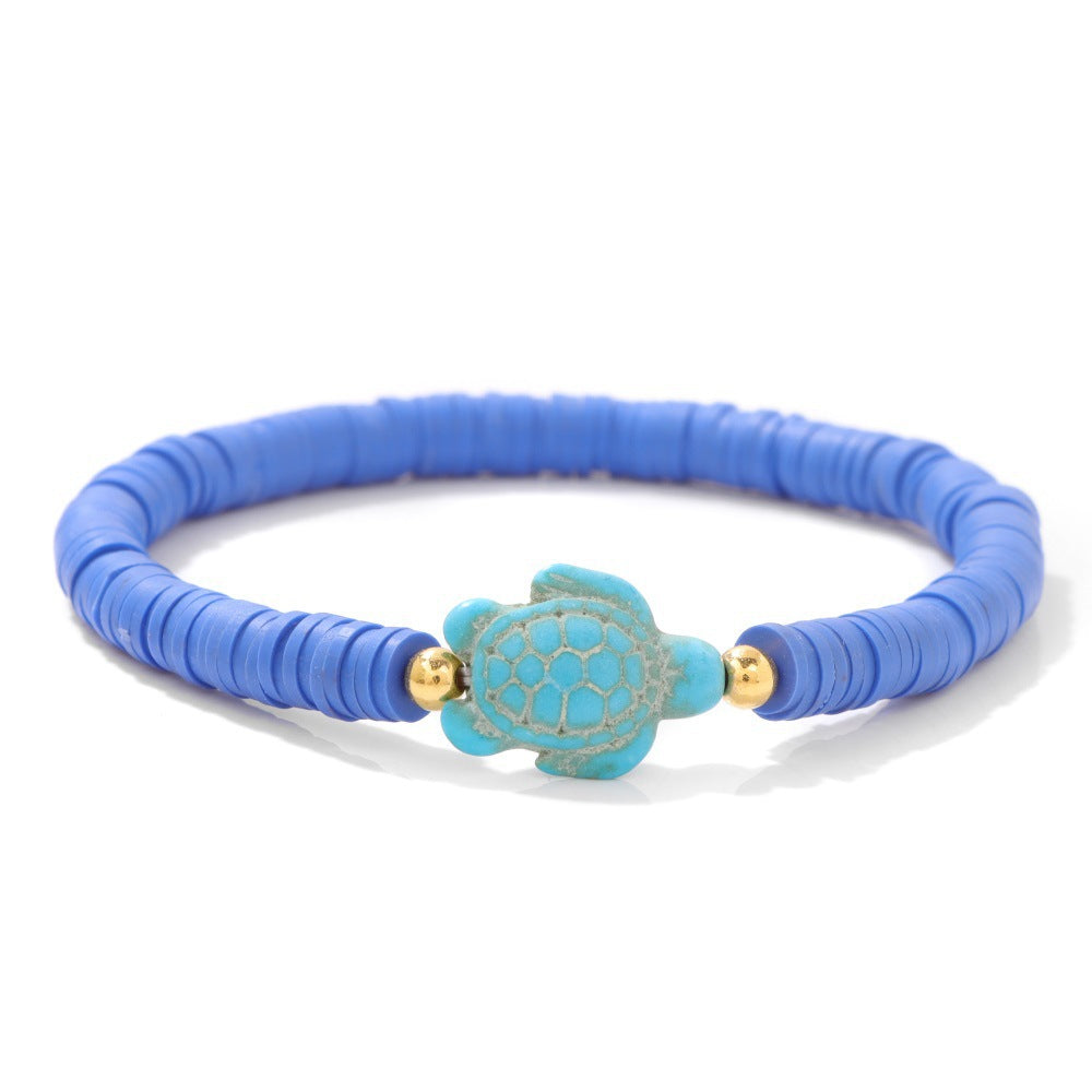 Bohemian Turquoise Turtle Resin Bracelet Unisex Handmade Elastic Bangle