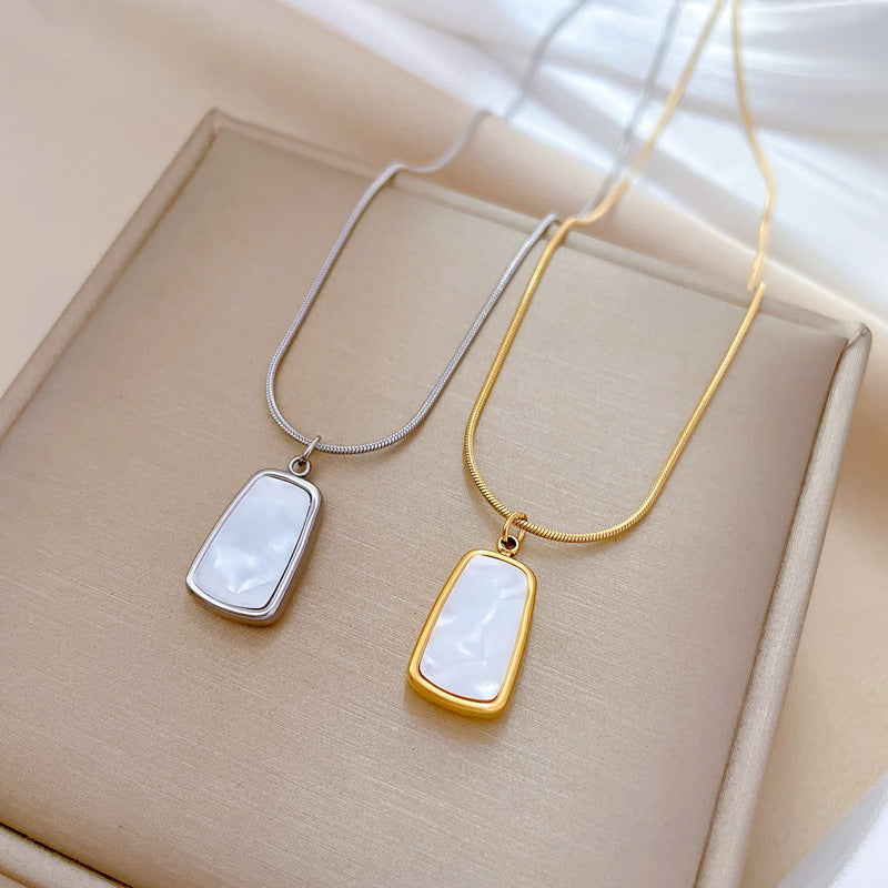 Geometric Snake Chain Necklace for Women Titanium Steel Plated Locket Necklace