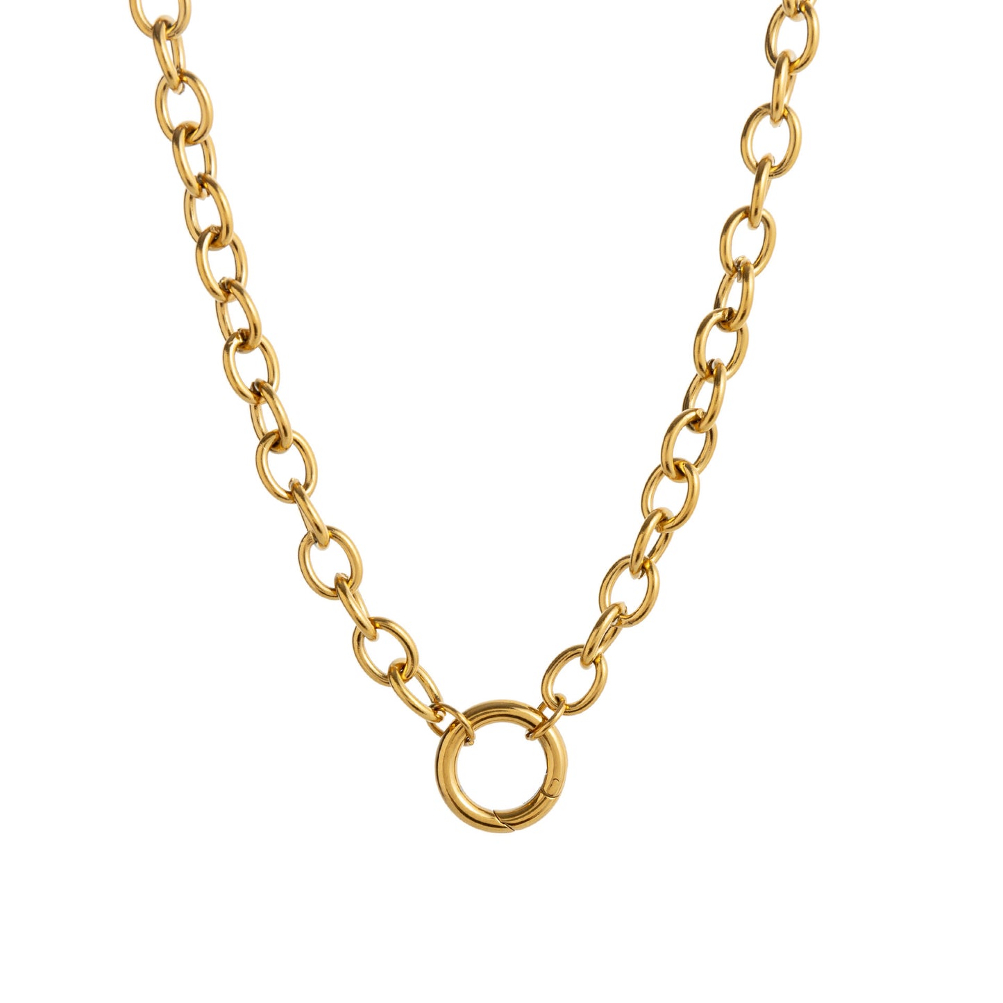 Elegant Geometric 18K Gold Plated Titanium Steel Snake Chain Necklace for Women DIY Charm Bar