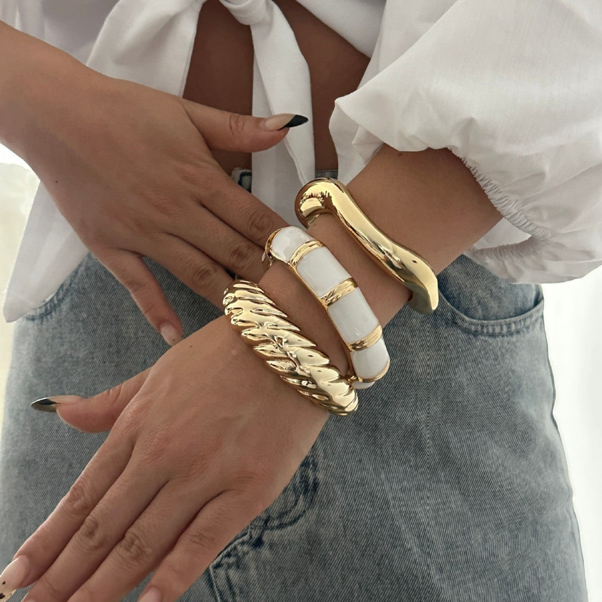 Bracciale in lega placcato olio con gocce geometriche di lusso