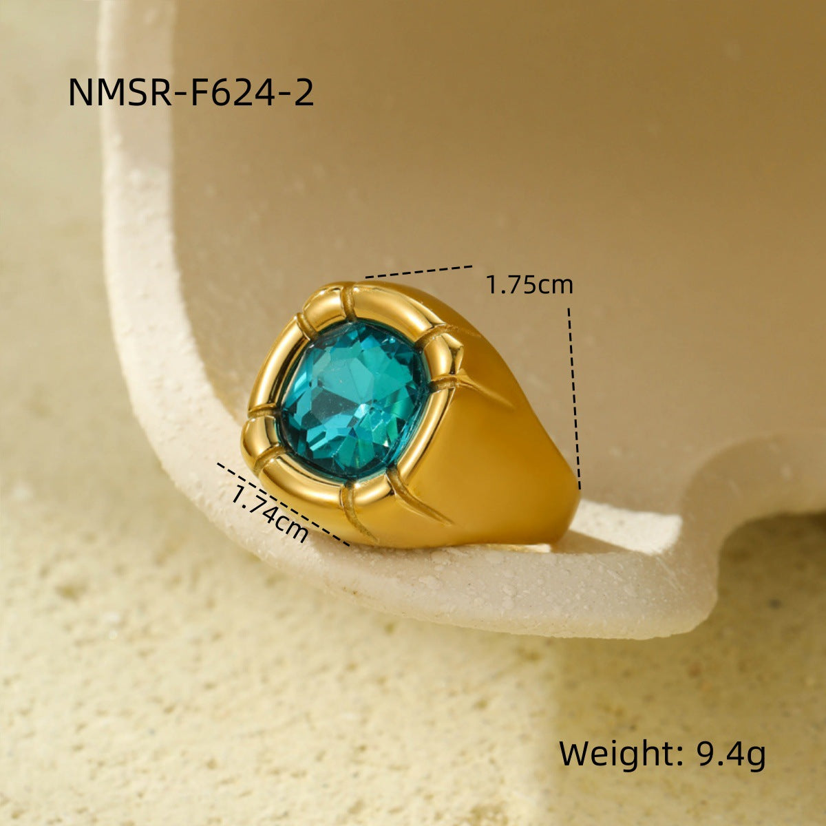 Anello da donna in acciaio al titanio con zirconia quadrata, stile vintage, finitura placcata e design geometrico