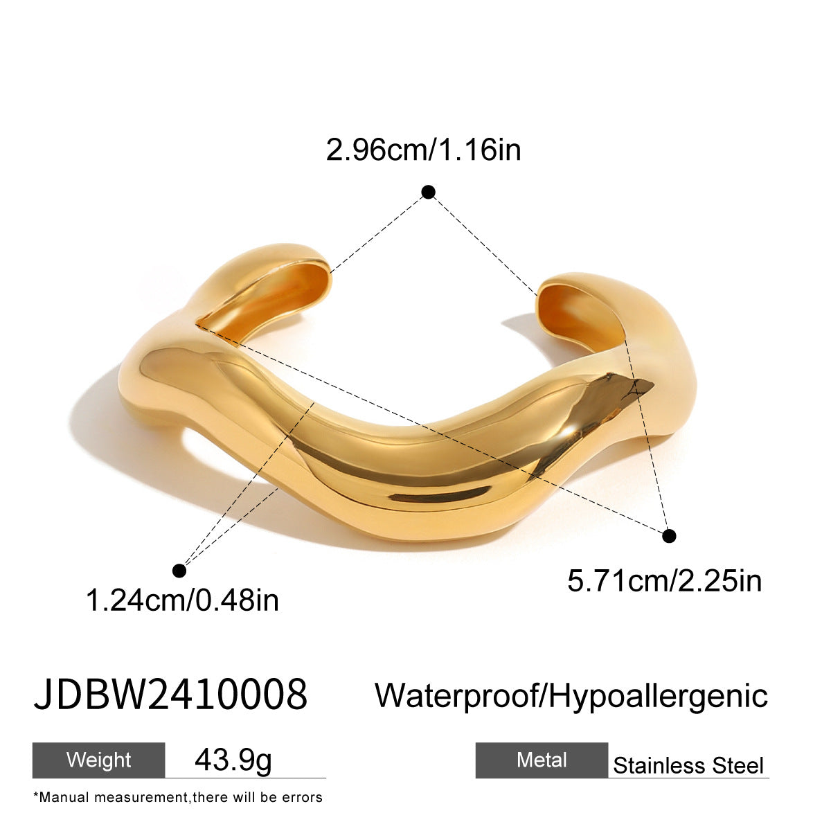 Pulsera de acero inoxidable geométrica minimalista chapada en oro para mujer