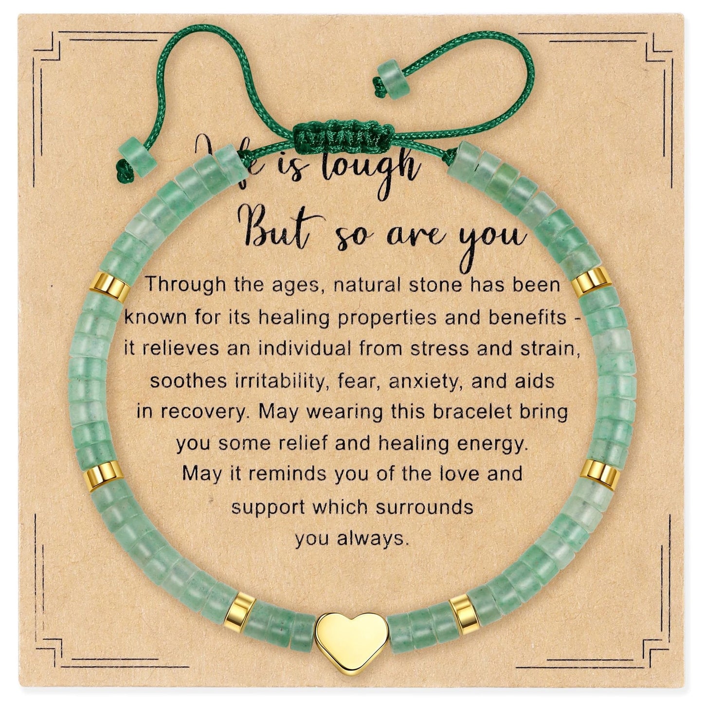 Elegant Heart Geometric Natural Gemstone Beaded Bracelet for Women