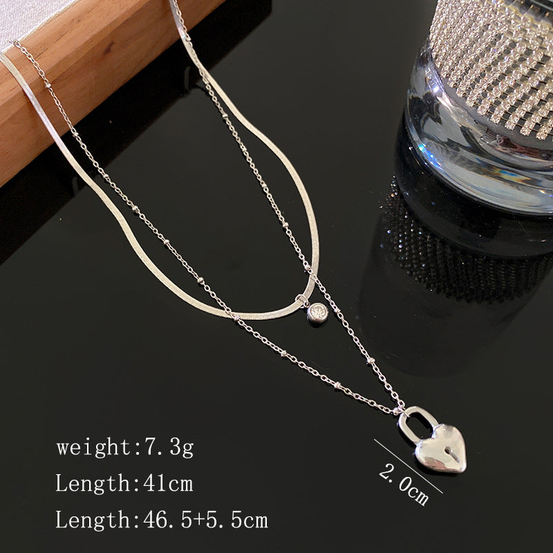 Minimalist Heart Geometric Titanium Steel Plated Pendant Necklace for Unisex
