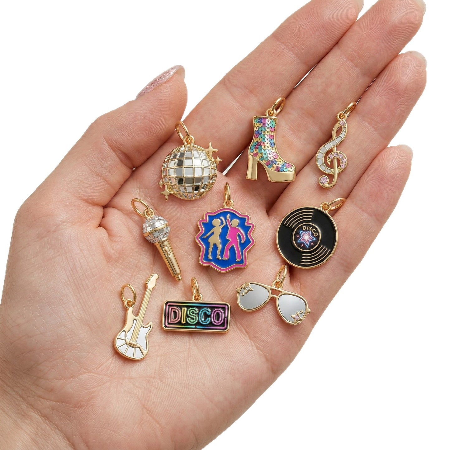 Vintage 18K Gold Plated Brass Guitar Pendant Drip Oil DIY Charm Bar for Women