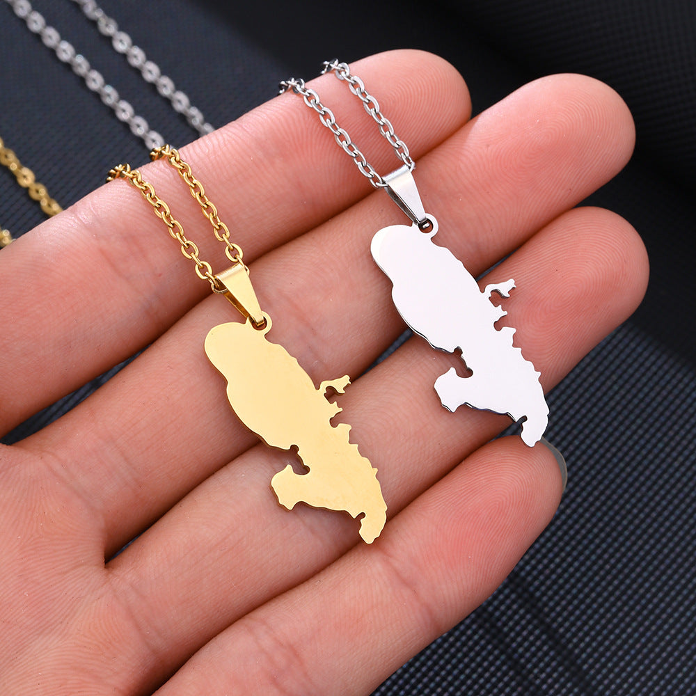 Collana con pendente geometrico minimalista in acciaio inossidabile con ciondolo in acciaio al titanio e finitura placcata in stile a catena O