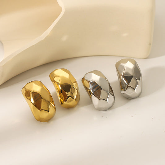 Irregular Geometric Stainless Steel Earrings with 18K Gold Plating for Women — Minimalist Fashion Jewelry