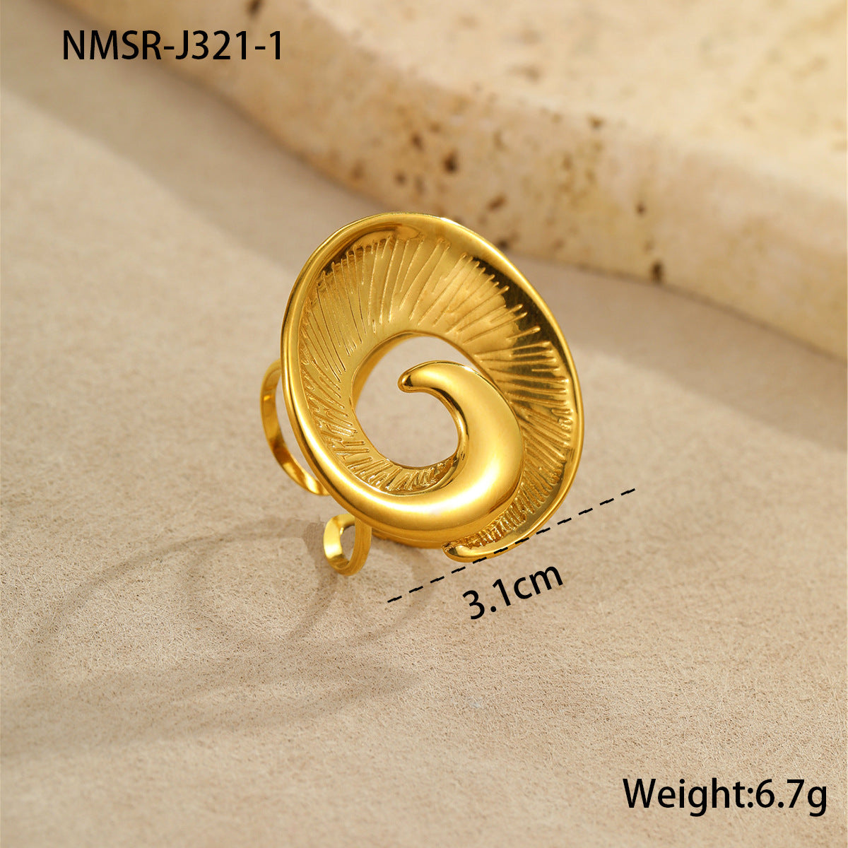 Anello da donna in acciaio inossidabile a forma di stella marina e conchiglia, con finitura galvanica
