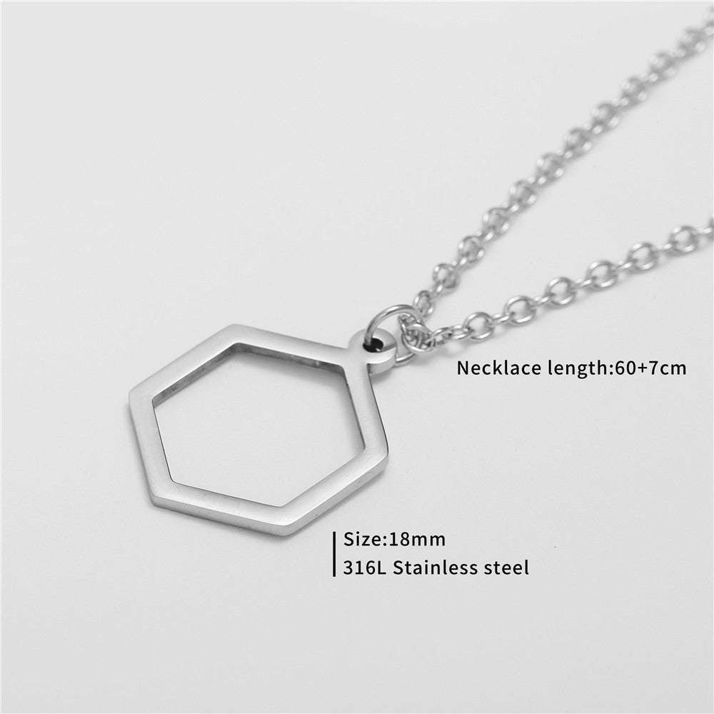 Punk Hip-hop Minimalist Star Geometric Titanium Steel Plated Pendant Necklace with Cable Chain
