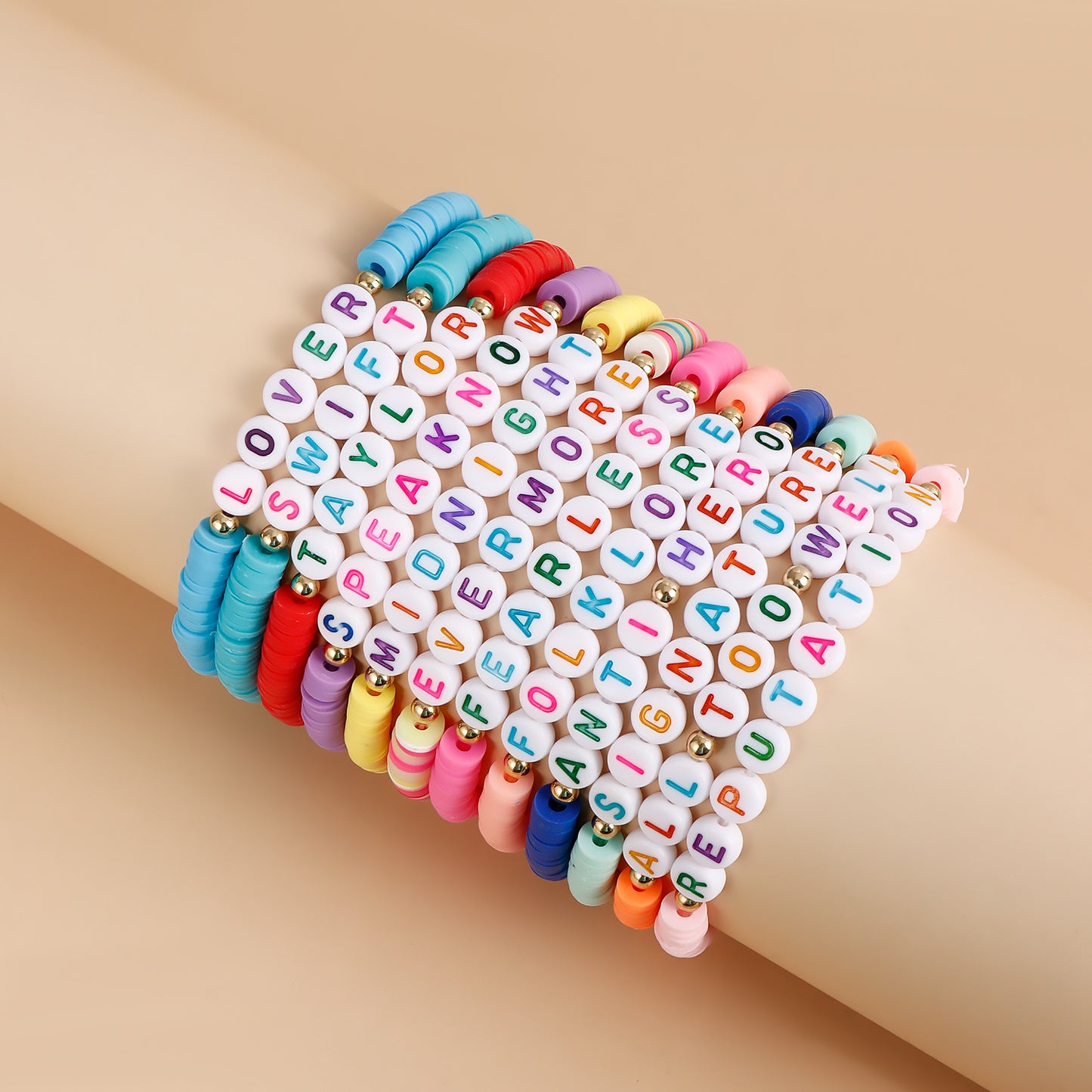 Geometric Shape Alloy Bracelet with Plated Finish for Women, Polymer Clay Inspired Colorful Slice Design