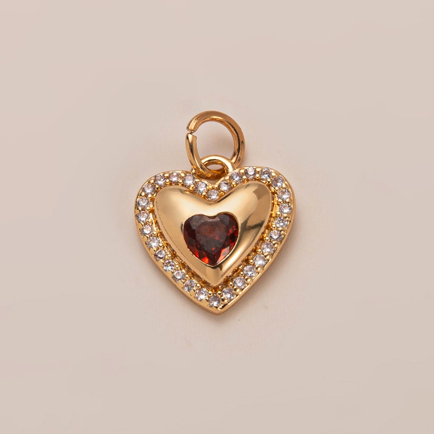 Fashion Heart Shaped Brass Pendant with Cubic Zirconia Inlay Drip Oil Plated Charm Bar for DIY Jewelry
