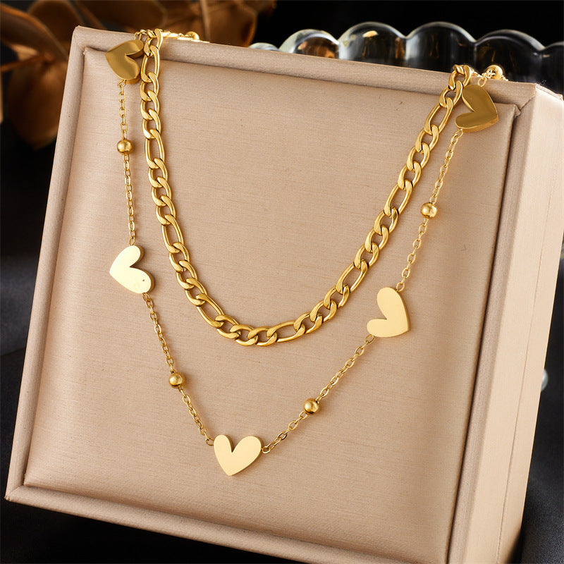 Sweet Minimalist Heart Titanium Steel Plated Necklace for Women