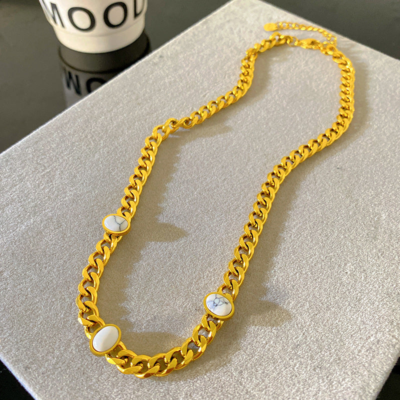 Hip-hop Gold Plated Geometric Titanium Steel Necklace for Unisex