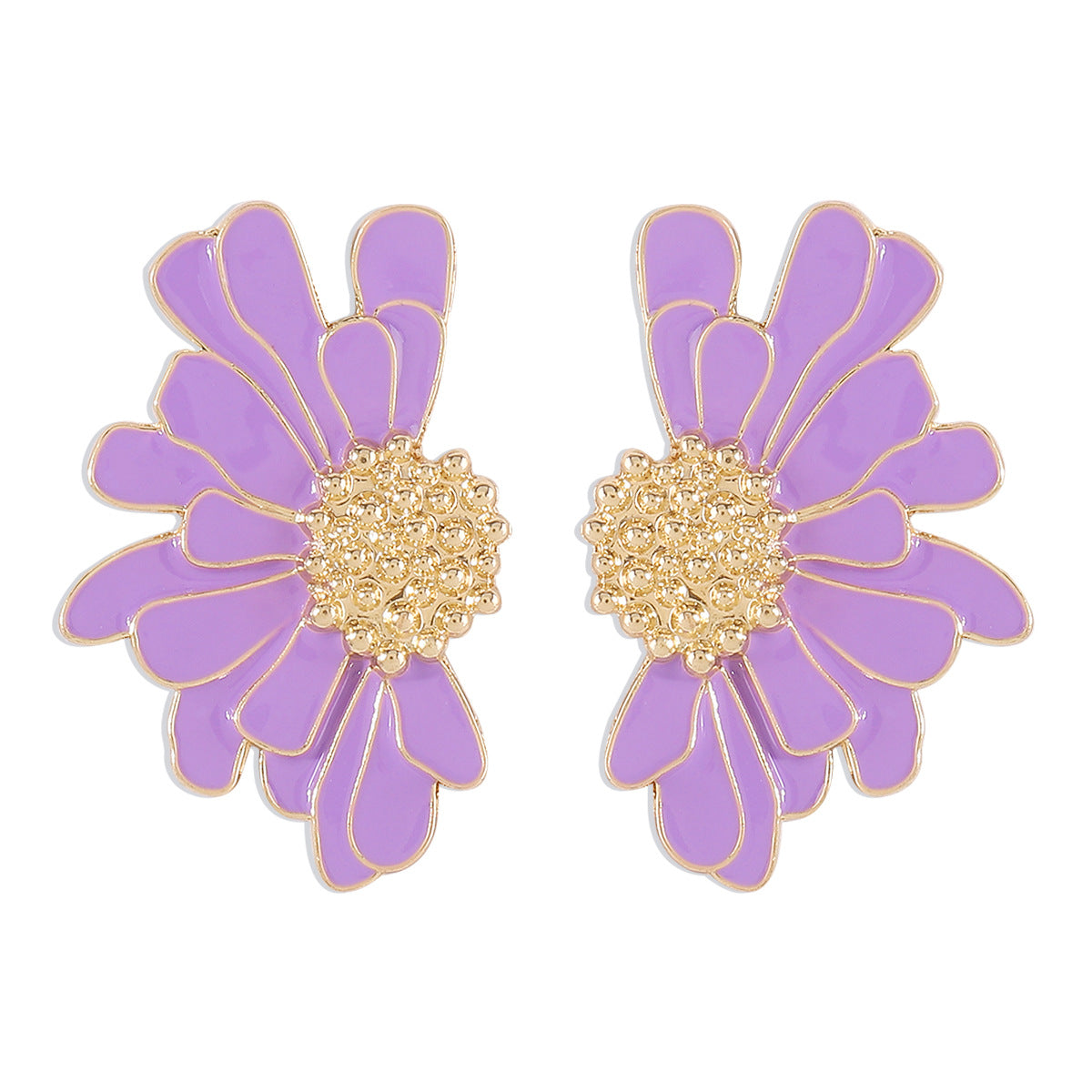 E8418 Pendientes de Aleación Florales Geométricos para Mujer Estilo Vintage Dulce-Genial Joyería Chapada