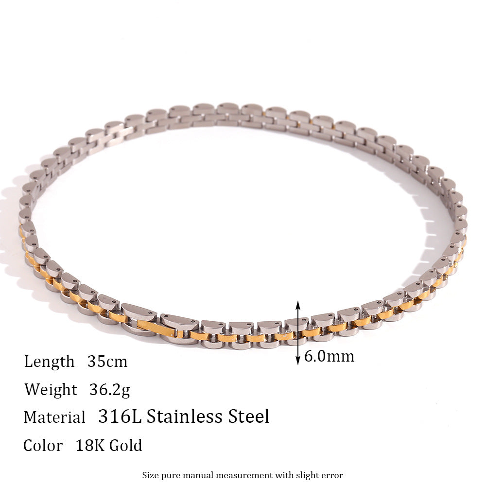 Minimalist Geometric Titanium Steel Bracelet Set with 18K Gold Plated Stainless Steel Chain for Women