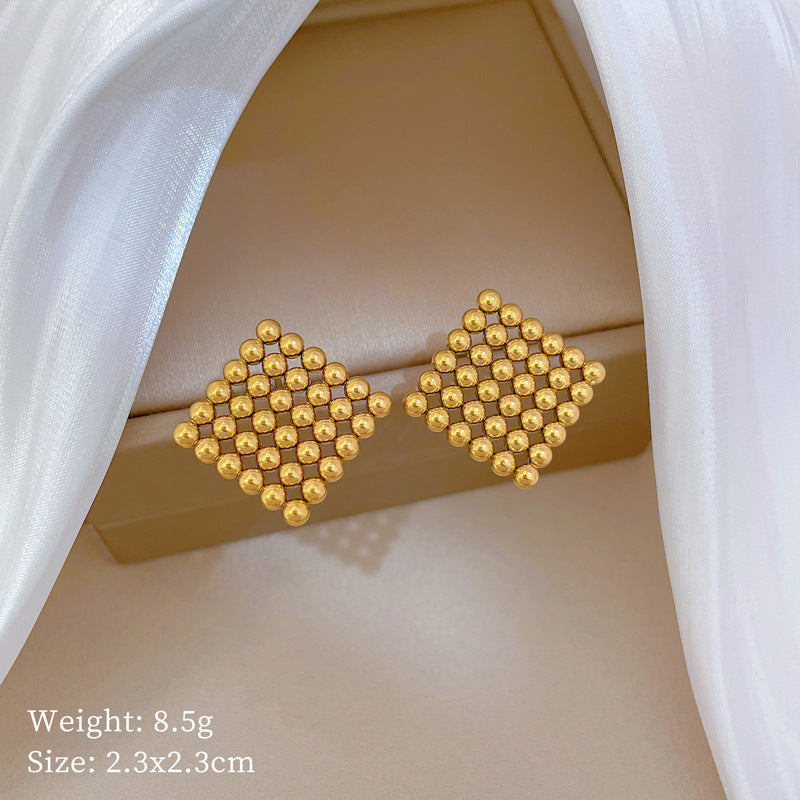 Minimalist Sweet Geometric Titanium Steel Plated Stud Earrings