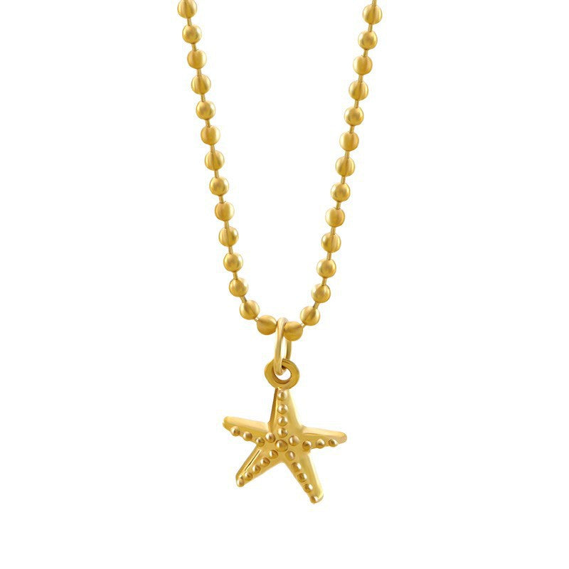 Minimalist Geometric Starfish Pendant Stainless Steel Plated Necklace Ball Chain Unisex Jewelry