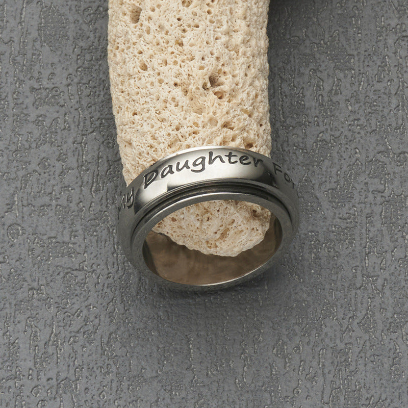 Sweet and Edgy Stainless Steel Mother Daughter Ring with Plated Finish