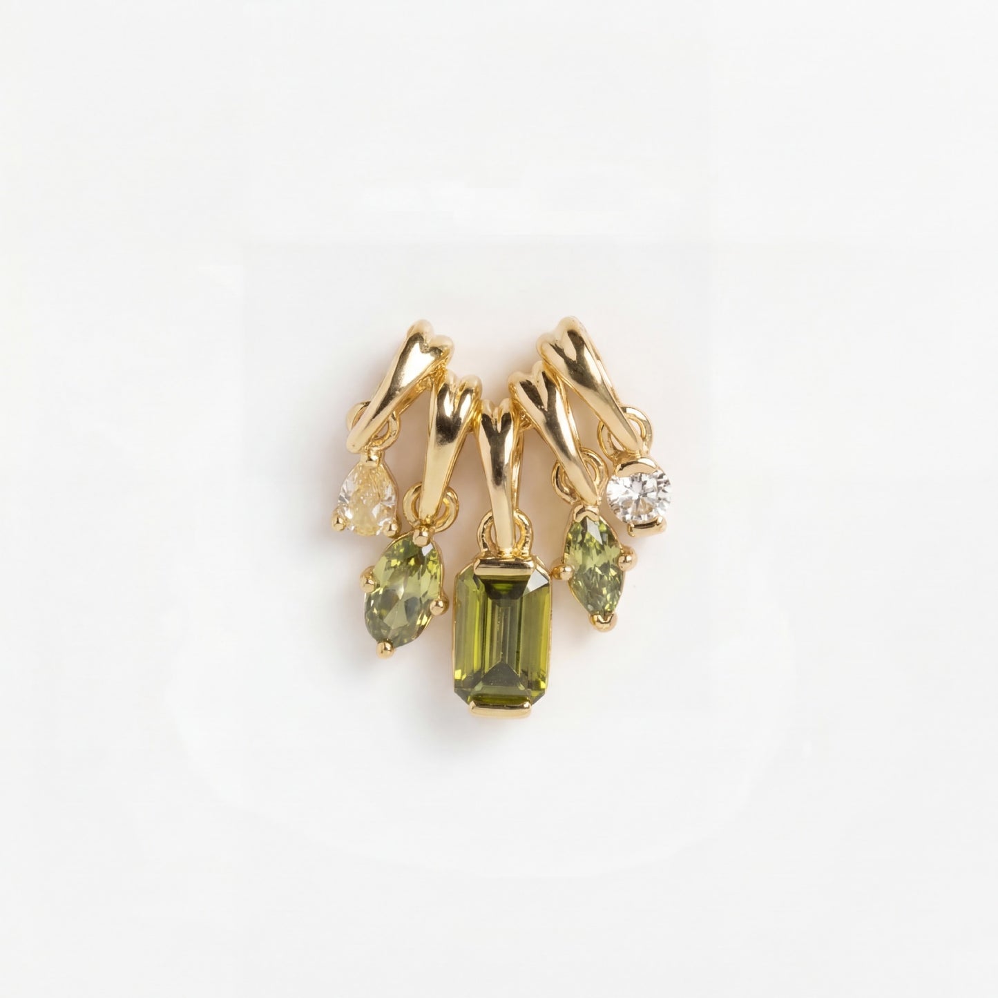 Vintage Geometric Stainless Steel PVD Plated 18K Gold Birthstone Charm Bar for Women