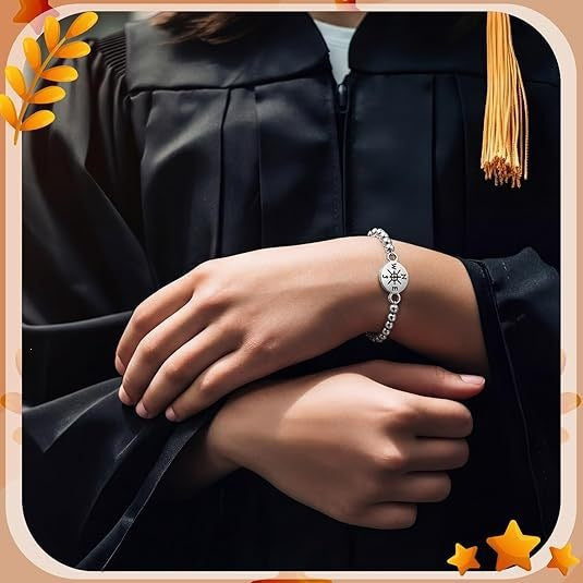 Minimalist Geometric Round Alloy Bracelet Set Unisex Compass Graduation Gift