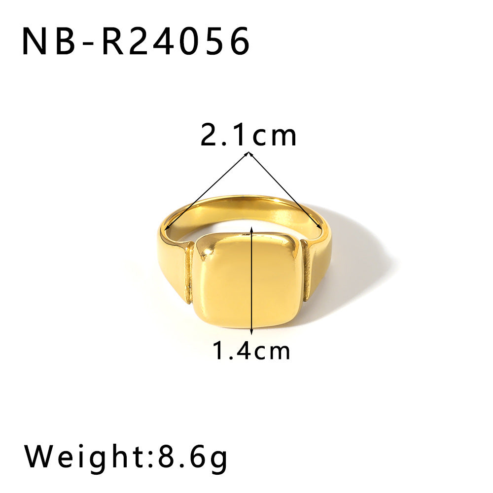 Anello Geometrico Intagliato in Acciaio al Titanio con Linee Accentate Placcate Oro 18K per Unisex