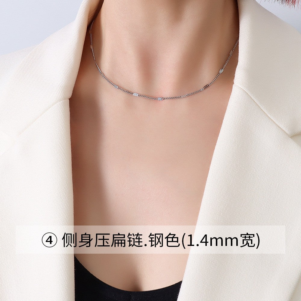 Collana da donna con catena a maglia O-ring placcata in oro 18 carati in acciaio al titanio geometrico minimalista