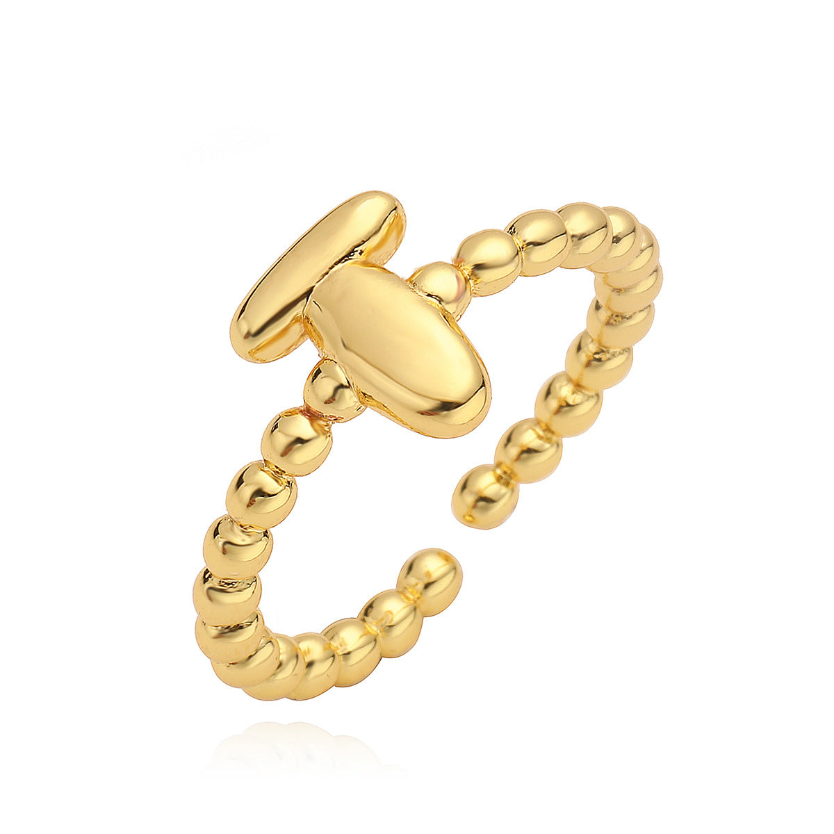 Minimalist 18K Gold Plated Brass Letter Ring for Women