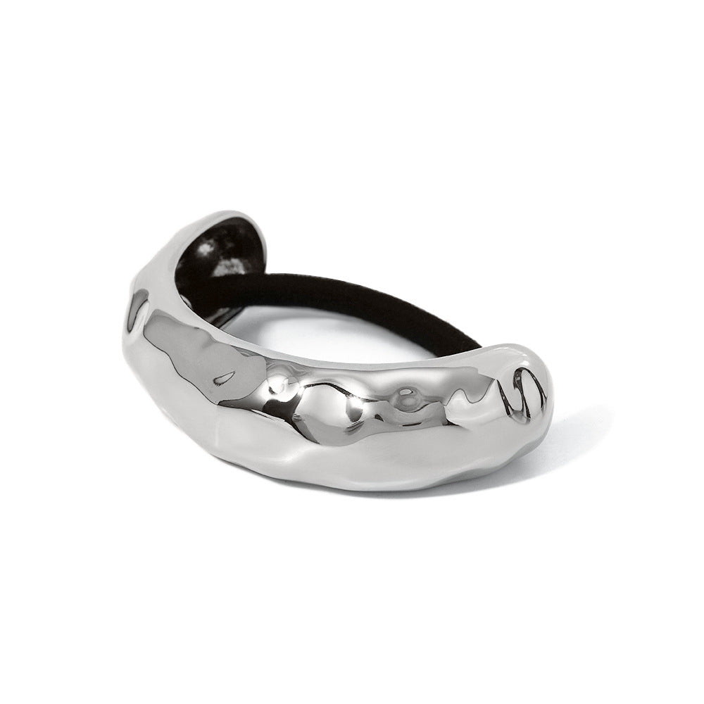 Minimalist U-Shaped Stainless Steel Hair Tie with Plated Finish for Ponytail, Fashion-Forward Office Accessory