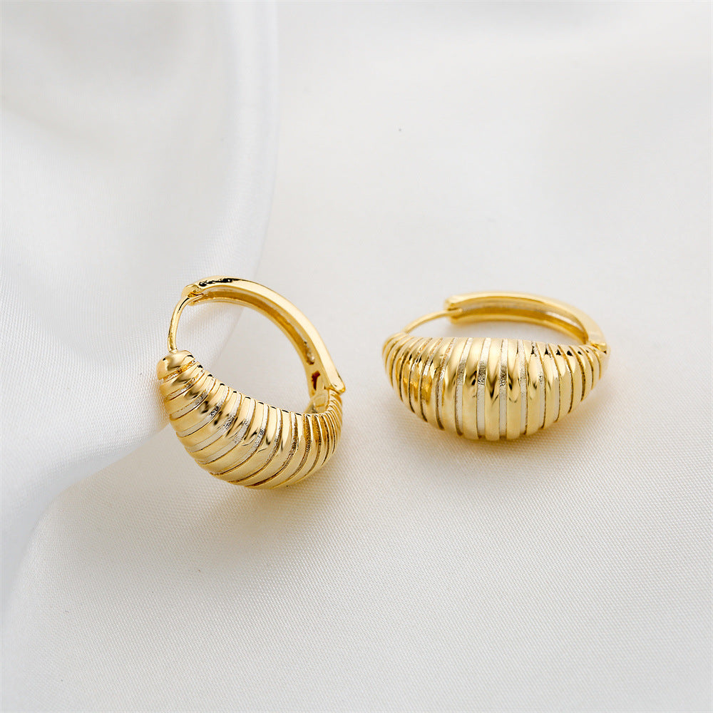 Orecchini vintage minimalisti geometrici rotondi in ottone con placcatura in oro 14 carati e aghi in argento sterling 925