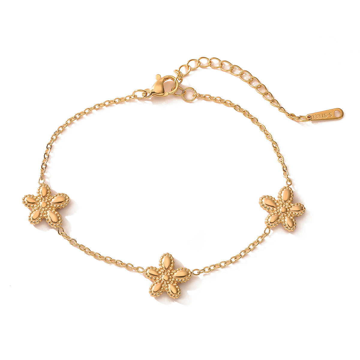 Elegant Gold-Plated Floral Pendant Necklace for Women with Stainless Steel Chain and Geometric Design