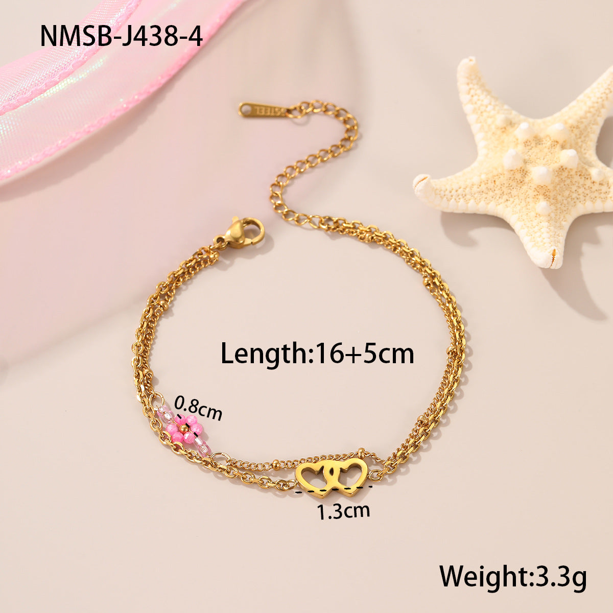 Fashionable OL Style Geometric Enamel Beaded Flower Bracelet for Women in Titanium Steel with Plated Finish