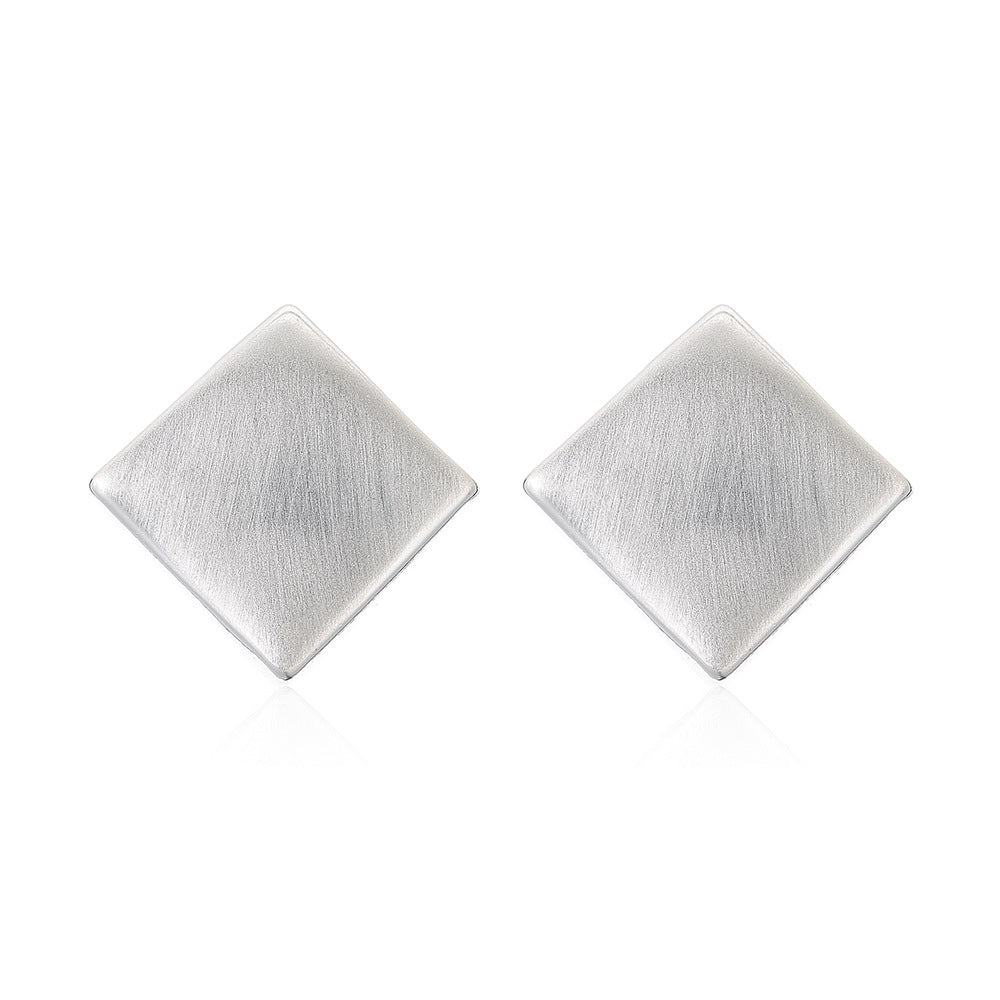 Minimalist Geometric Stud Earrings for Women Copper Base with Real Gold Plating and Brushed Finish