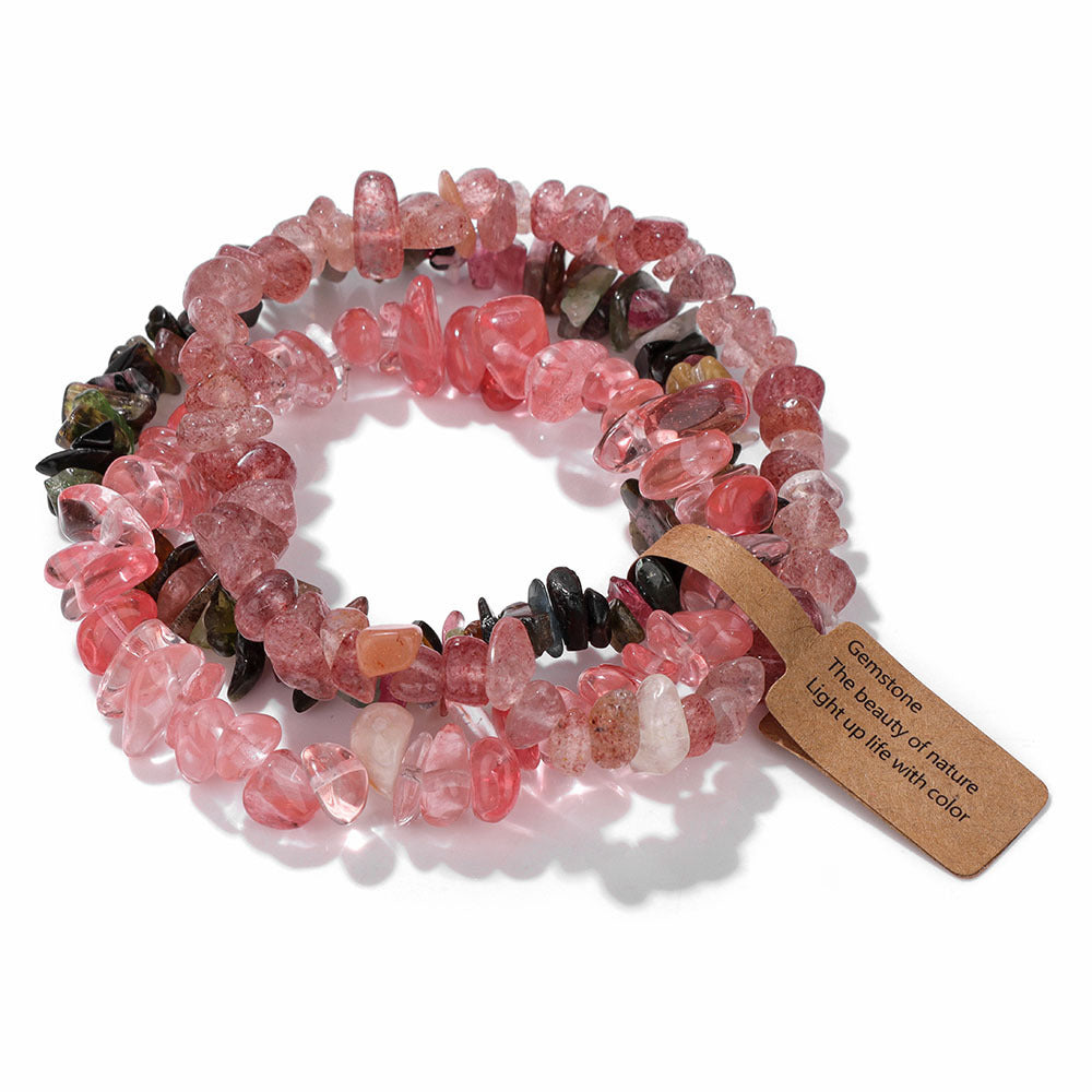 Vintage Geometric Gemstone Chip Beads Stretch Bracelet Set Unisex