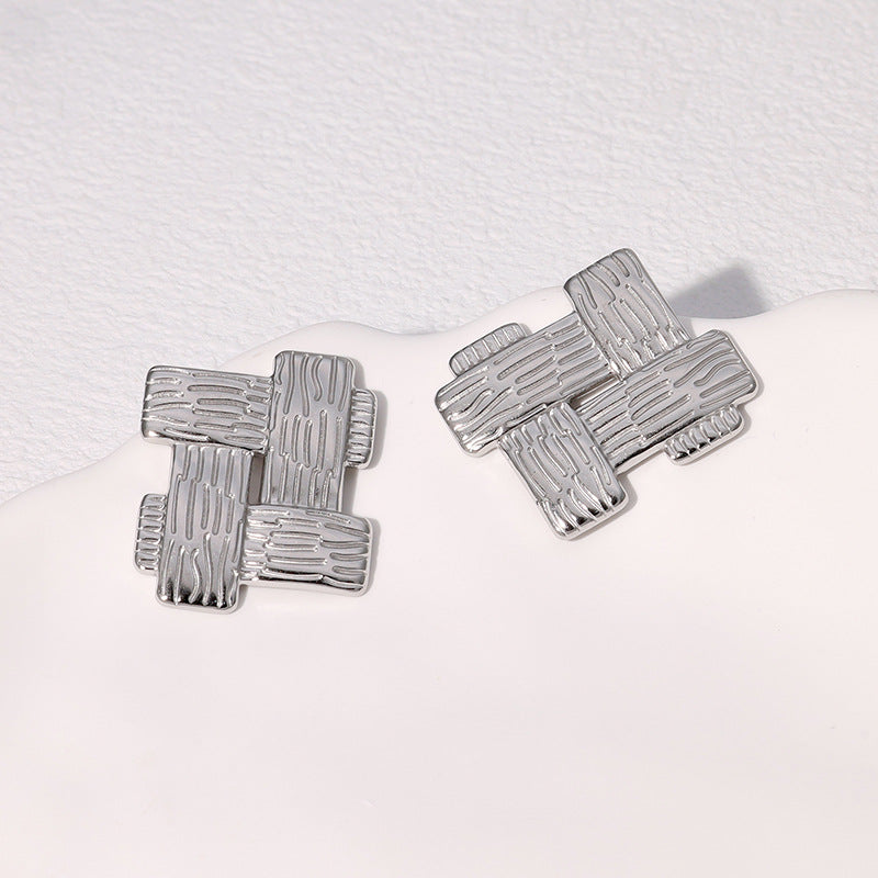 Minimalist Geometric Stainless Steel Earrings with Plating Finish for Women — Hypoallergenic, Fade-Resistant, Modern Fashion Ear Studs