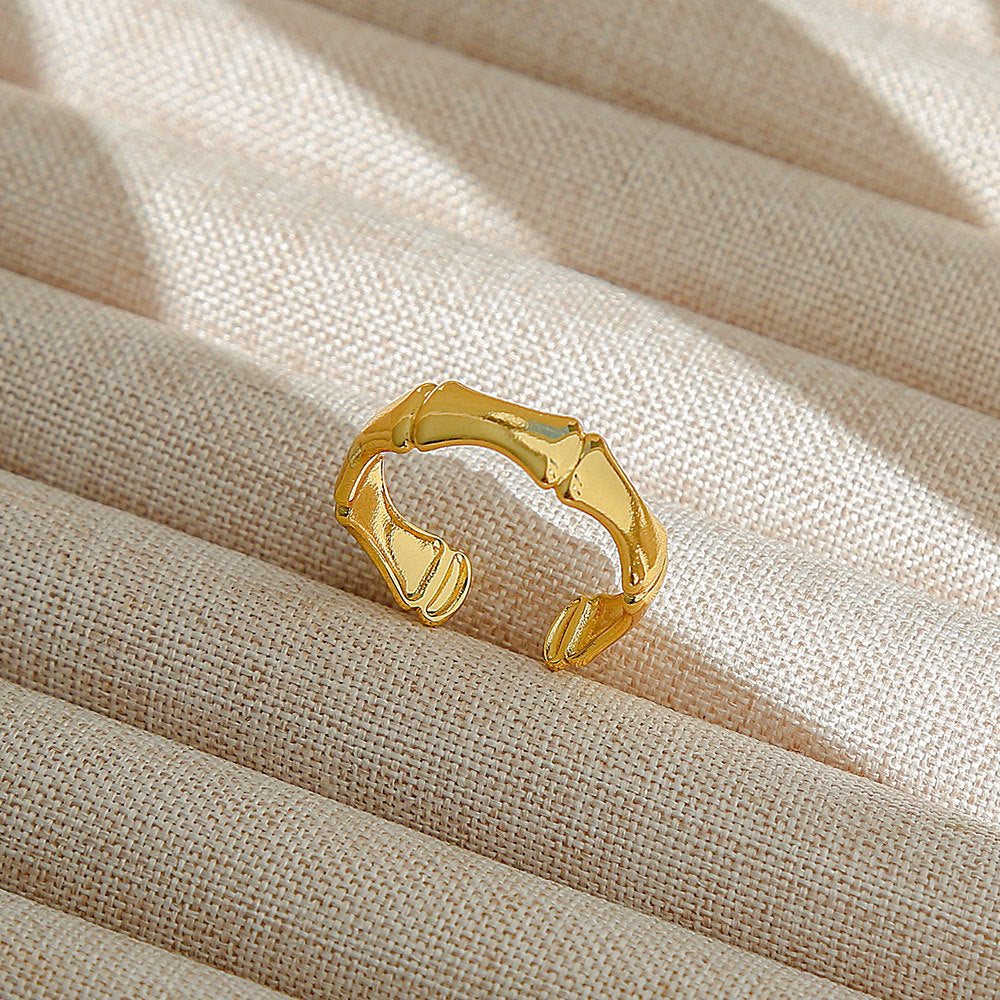 Anello regolabile in acciaio al titanio, stile hip hop geometrico, placcato per donna