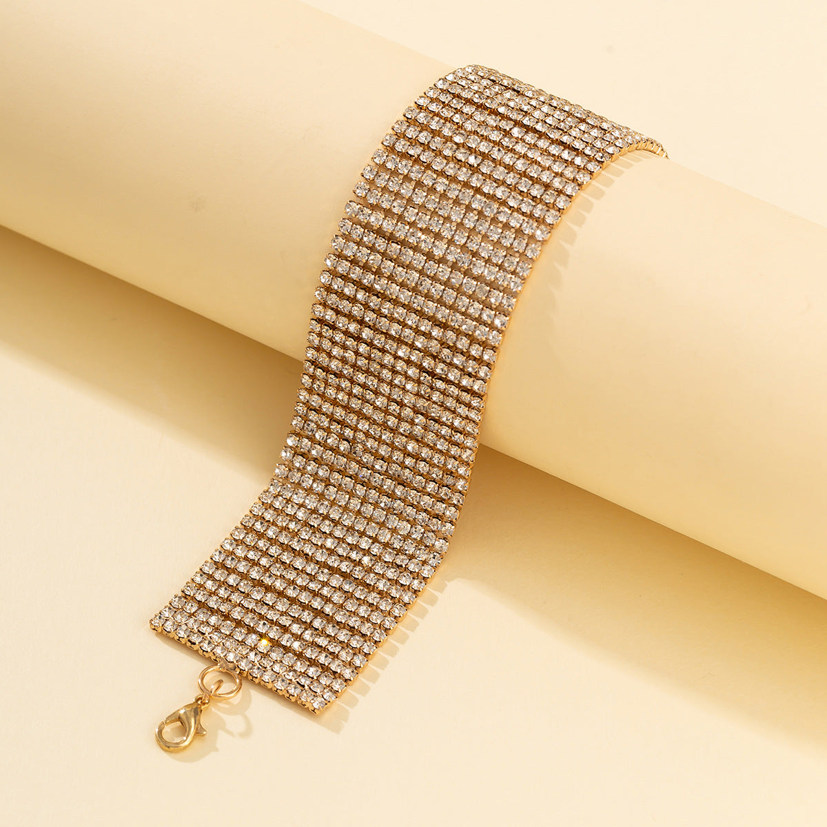Pulsera Minimalista de Cadena de Garra de Metal Geométrica con Incrustaciones de Pedrería para Mujer