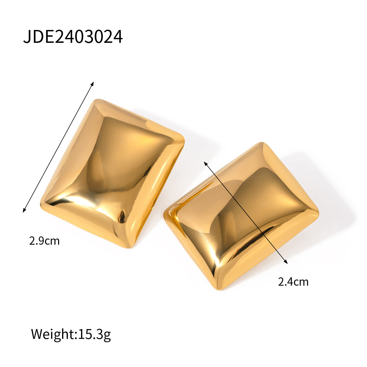 Minimalist 18K Gold Plated Rectangle Geometric Stainless Steel Earrings