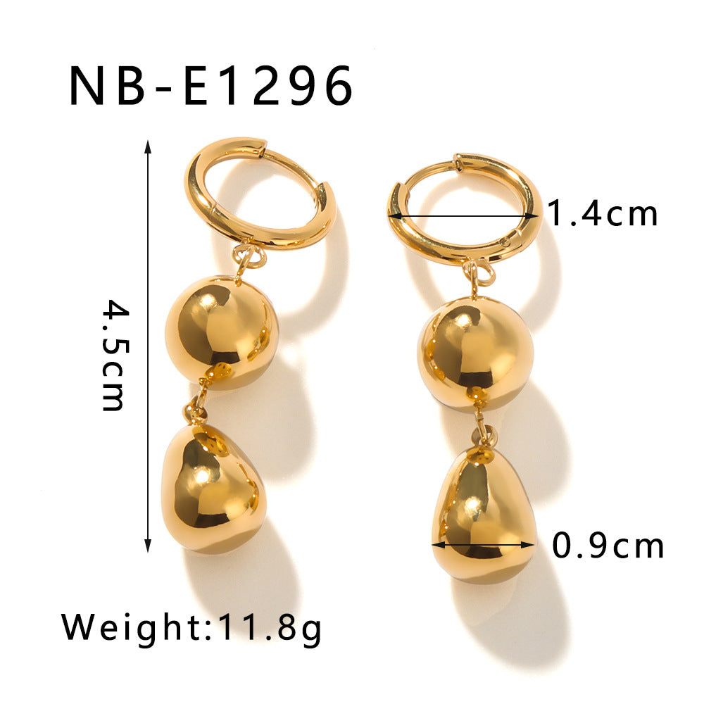 Minimalist Geometric Stainless Steel Hoop Earrings with 18K Vacuum Plating for Women