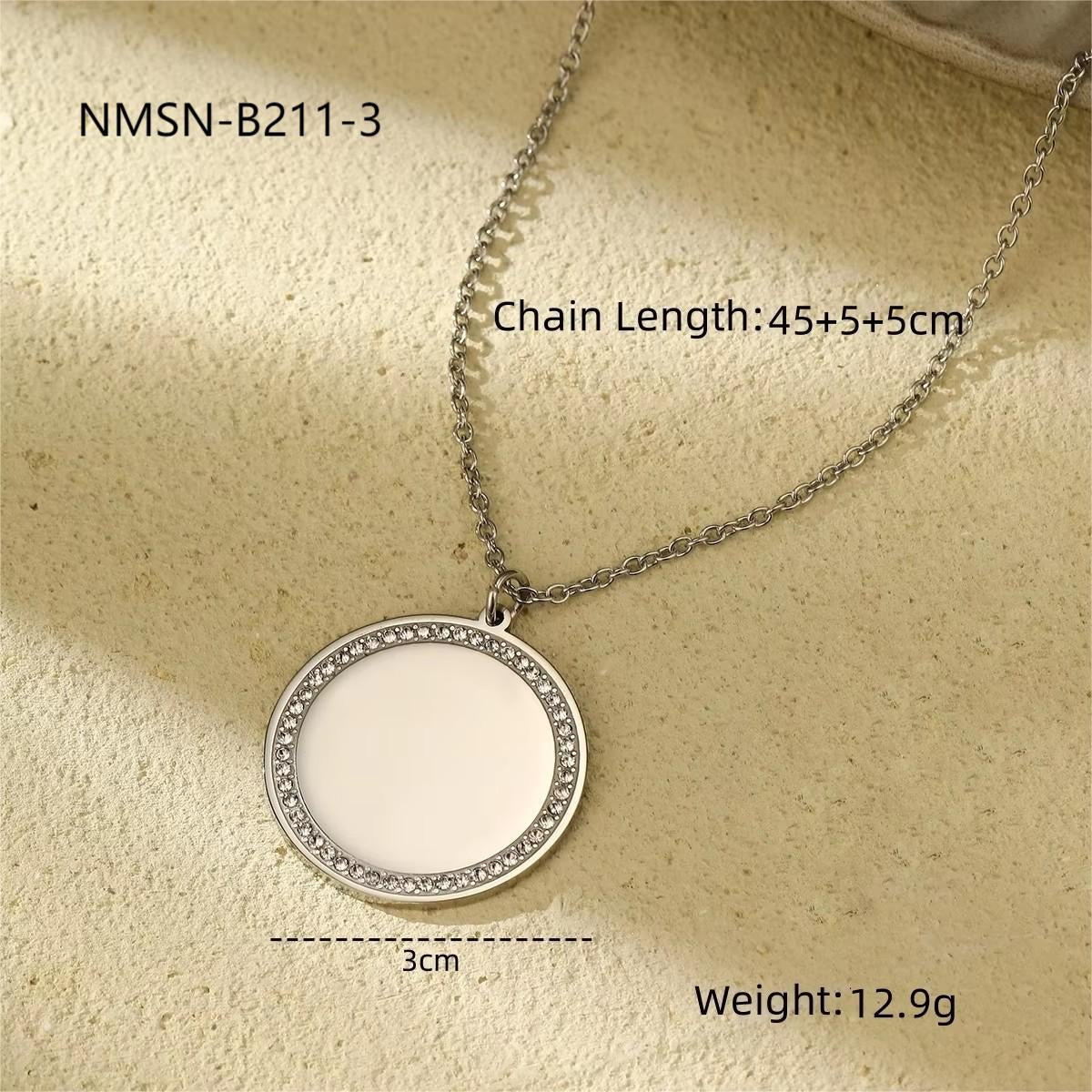 Collar Colgante Geométrico Redondo Minimalista para Mujer Acero Inoxidable con Incrustaciones de Zirconia Accesorio de Lujo Bañado