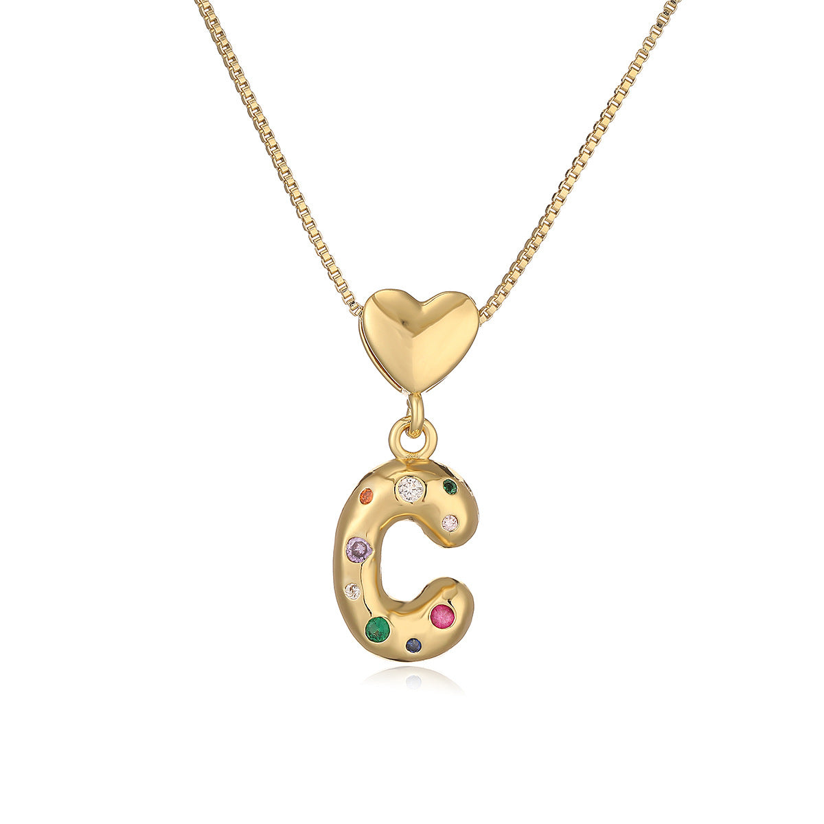 Collana Pendente Minimalista a Lettera in Rame Placcato Oro 18K con Intarsio di Zirconi per Donna