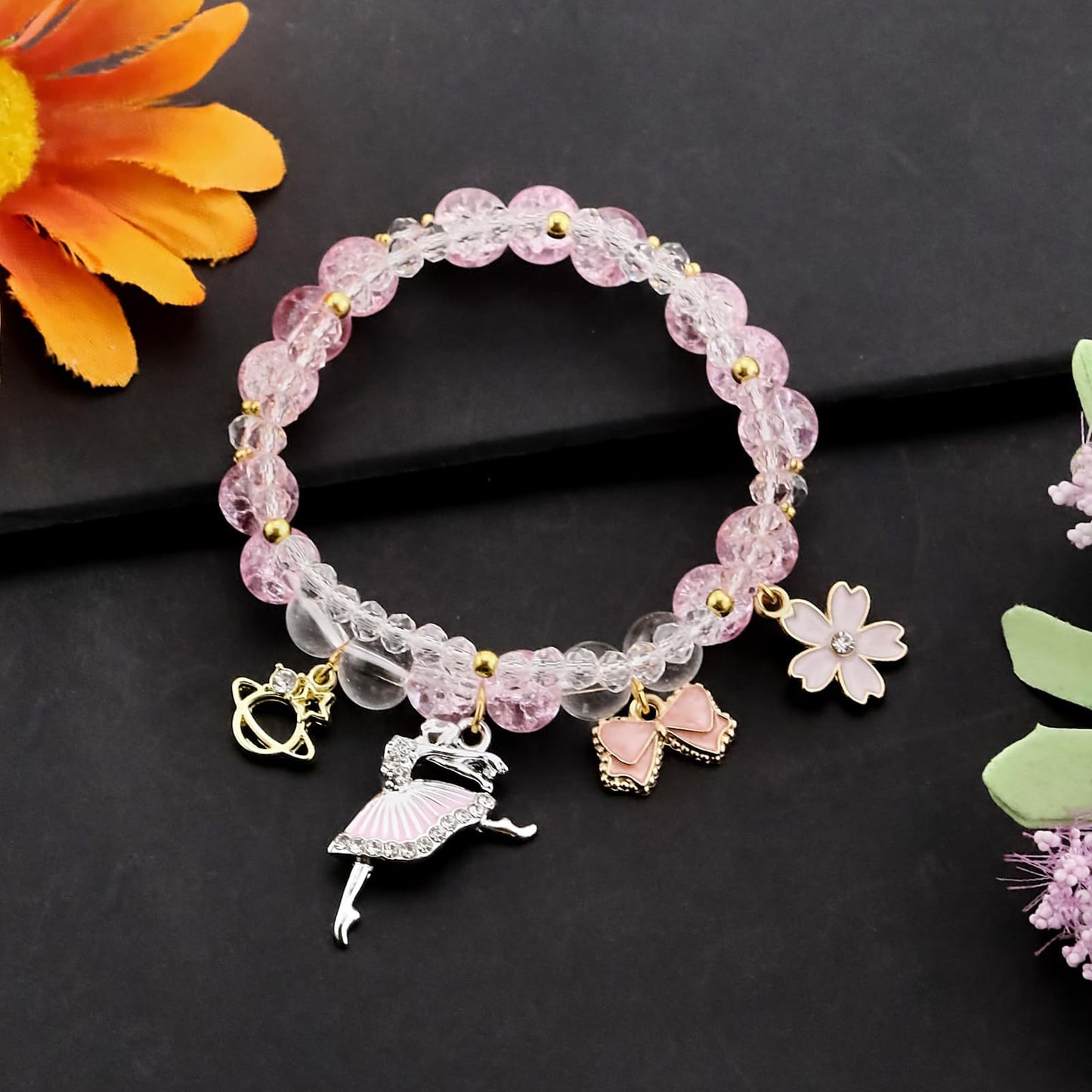 Sweet Minimalist Glass Beaded Bracelet with Cartoon Rabbit Design for Women