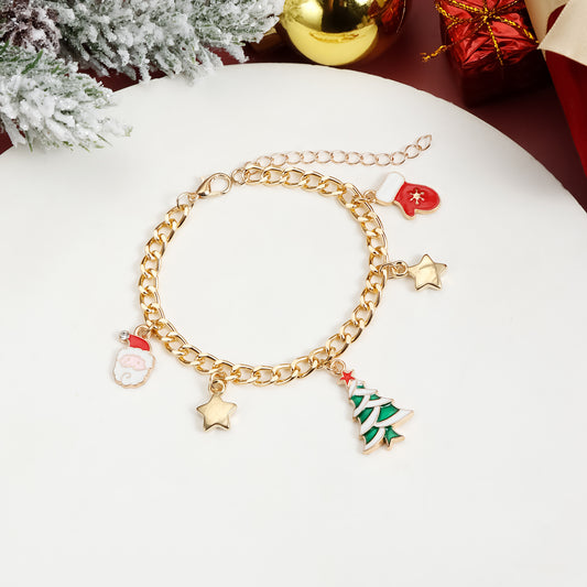 Pulsera de cuerda geométrica con diseño original para mujer con acabado chapado, adorno de campana navideña, regalo de Navidad