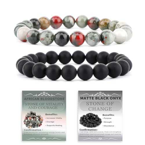 Ethnic Natural Stone Beaded Bracelet Set Round Tiger Eye Gemstone Handmade Unisex Jewelry