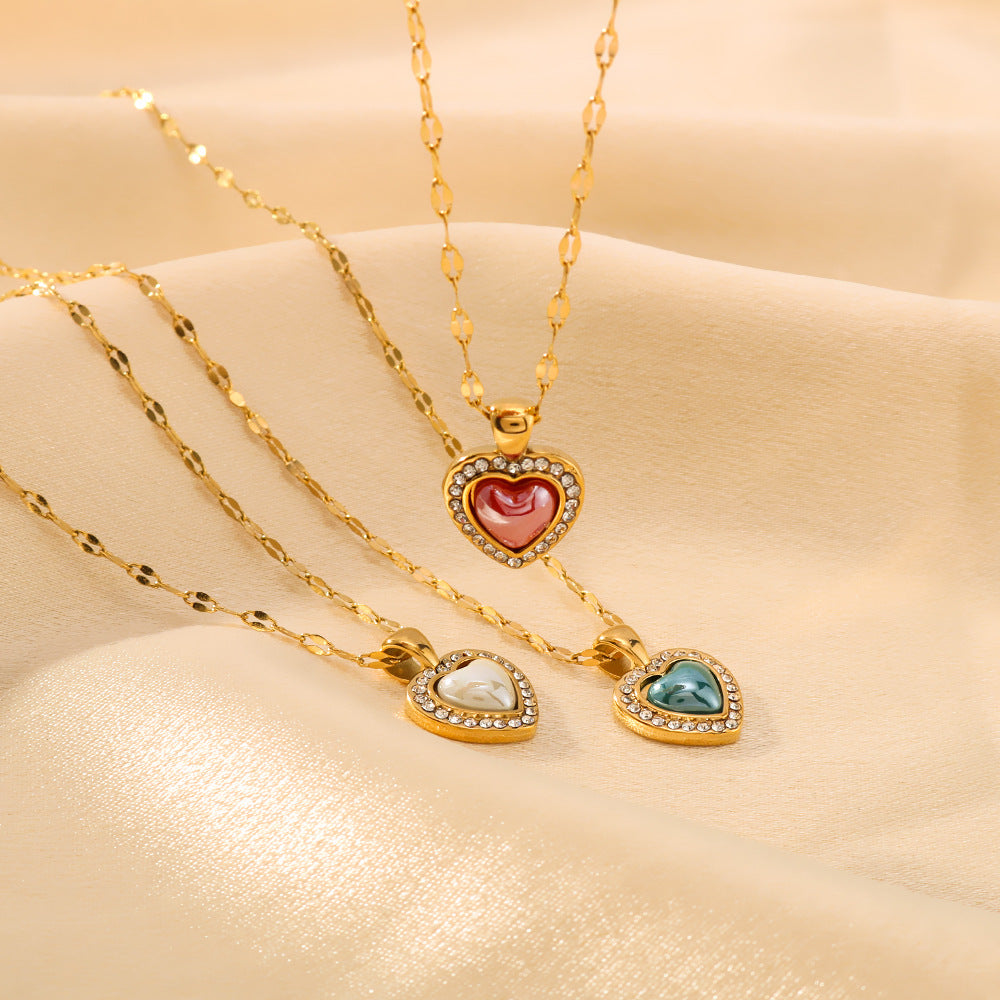 Minimalist Heart-Shaped Titanium Steel Necklace with 18K Gold Plating for Women, Hypoallergenic Locket Chain
