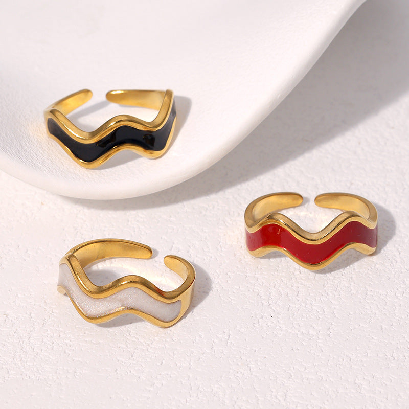 Anello aperto geometrico minimalista vintage francese, gioielli da donna in acciaio inossidabile placcato oro 18 carati