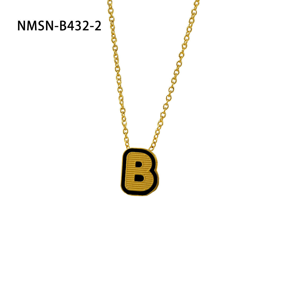 Collana con pendente a forma di lettera minimalista in acciaio inossidabile placcato oro 18 carati e dettagli in smalto da donna